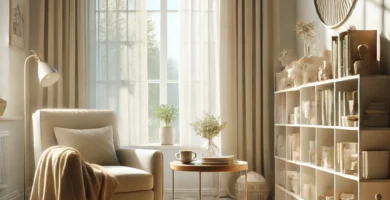 Dall·e 2025 03 23 11.00.04 a hyper realistic 3d digital image of a cozy, minimalist living room with soft natural lighting. the space is clean, decluttered, and inviting. a comf